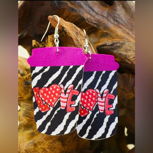 Love Coffee Faux Leather Earrings - Picture 1 of 3